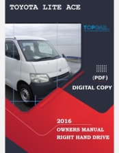 TOYOTA LITE ACE 2016 OWNERS MANUAL IN ENGLISH